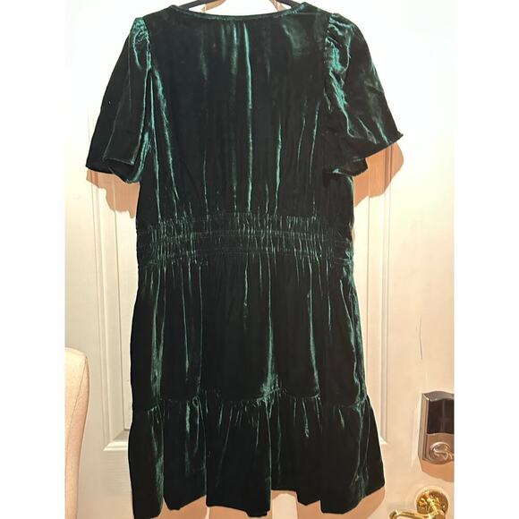 Anthropologie Green Sunday in Brooklyn V-Neck Velvet Mini Dress Size XL - Picture 16 of 16